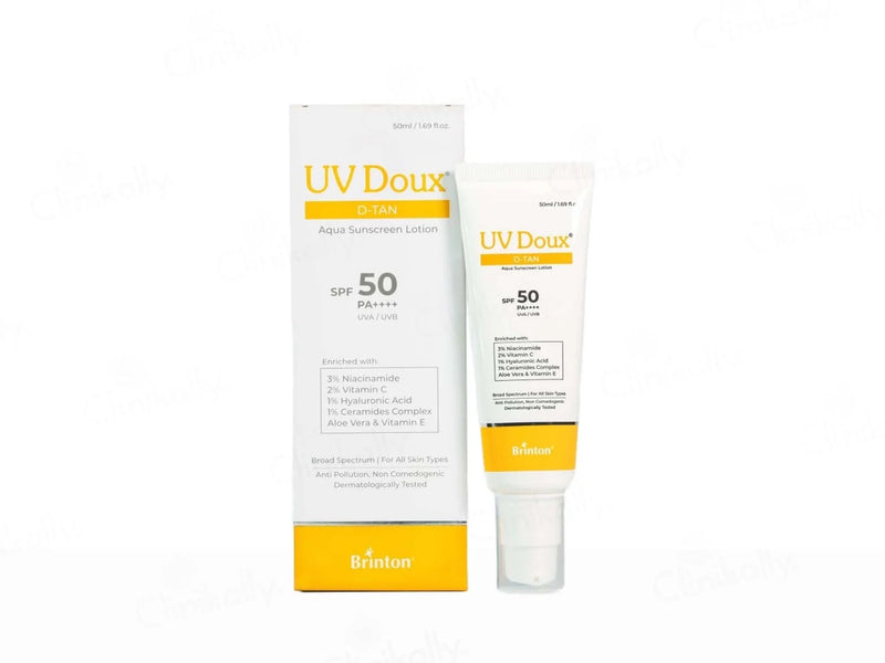 UV Doux D-Tan Aqua Sunscreen Lotion SPF 50 PA++++ - Atomic Pharmacy