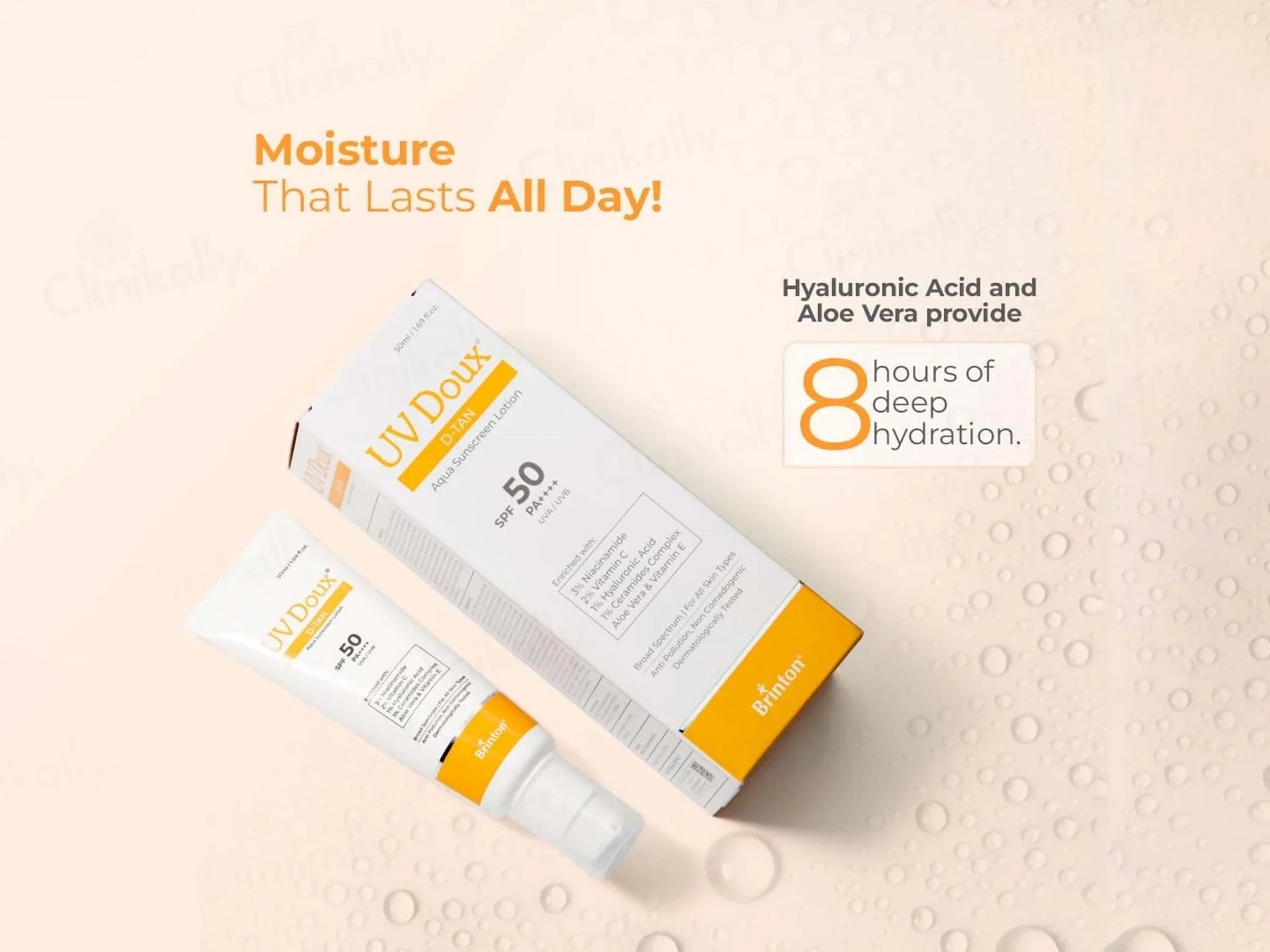 UV Doux D-Tan Aqua Sunscreen Lotion SPF 50 PA++++ - Atomic Pharmacy