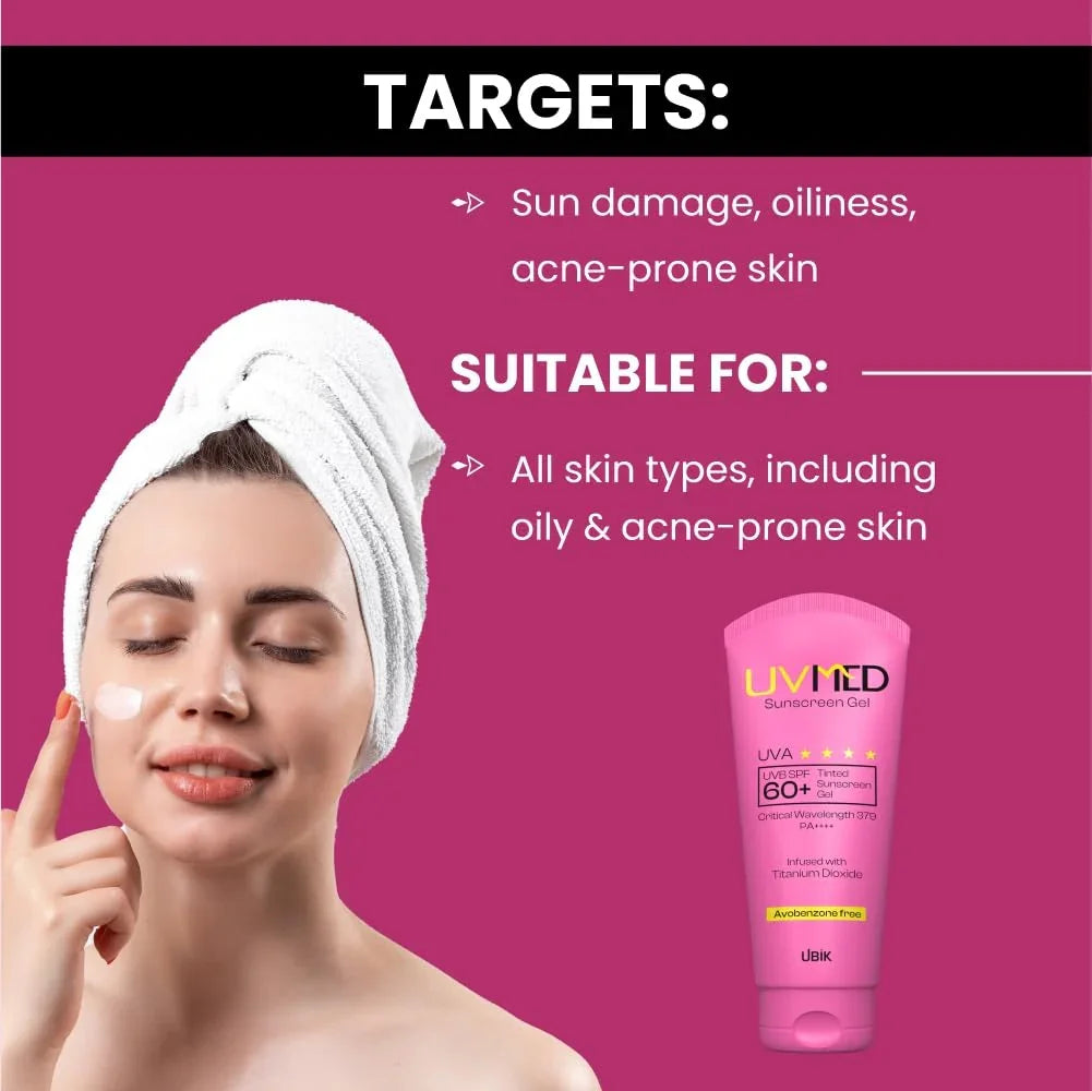 Uvmed Tinted Sunscreen Gel With SPF 50, 50ml - Atomic Pharmacy