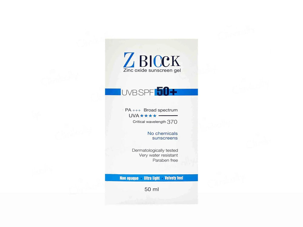 Z Block SPF 50+ Zinc Oxide Sunscreen Gel for Sensitive Skin